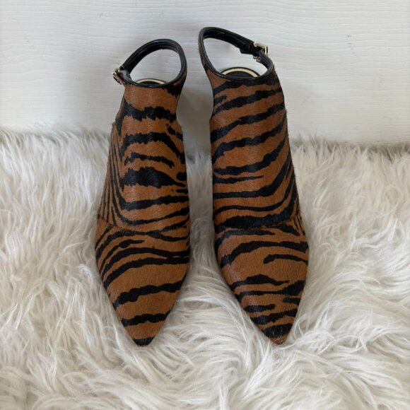 NWT WHBM “Dana” Tiger Print Calf Hair Leather Heeled Booties/Shooties 7 1/2 - Picture 5 of 10